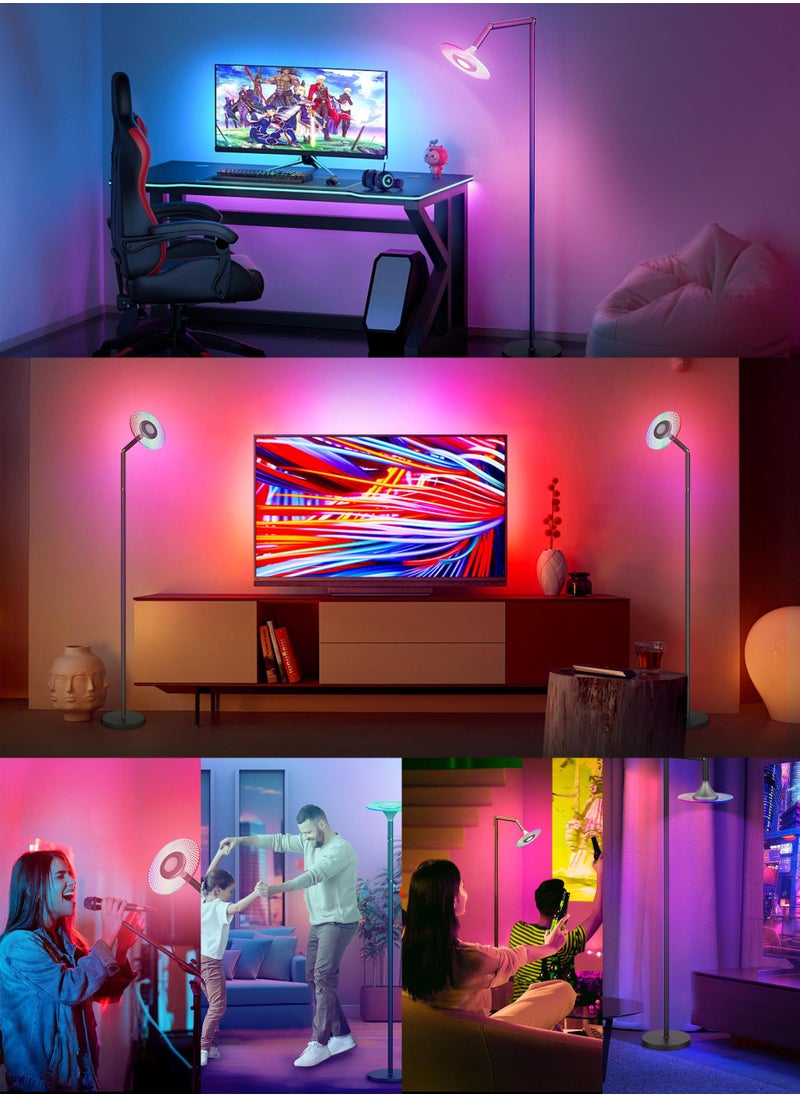 ماركة غير محددة - مصباح أرضي LED دائم لغرفة المعيشة ، مصباح ذكي بلوتوث مع التحكم في التطبيق ، أوضاع متعددة وتعديل متعدد الألوان - Image 1