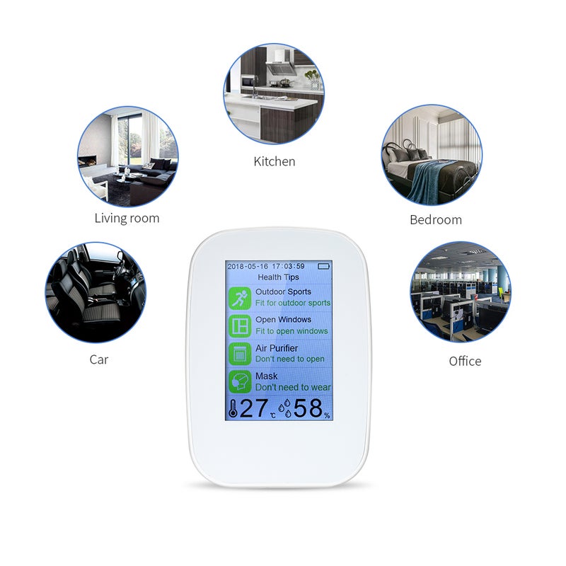 Portable Air Quality Detector Indoor/Outdoor Digital PM2.5 Formaldehyde Gas Monitor LCD HCHO & TVOC Tester Instrument Meter Air Analyzers with Rechargeable Battery - Image 4