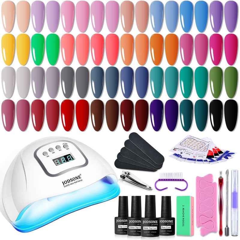 JODSONE Gel Nail Polish Kit with U V Light 32 Color Soak Off Base&Top Glitter Coat Gel Polish for DIY Manicure Lovers - Image 1