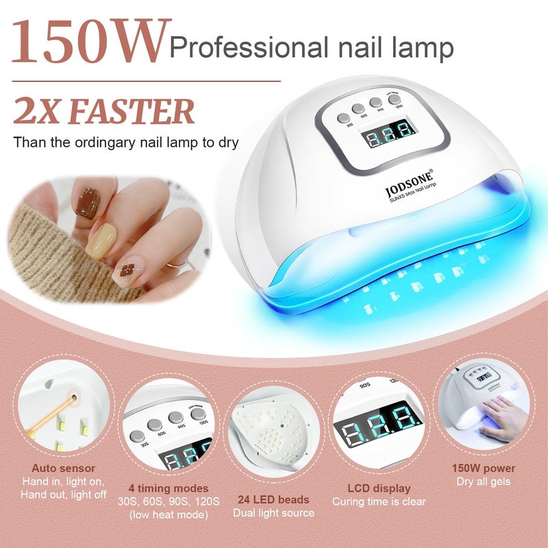 JODSONE Gel Nail Polish Kit with U V Light 32 Color Soak Off Base&Top Glitter Coat Gel Polish for DIY Manicure Lovers - Image 5