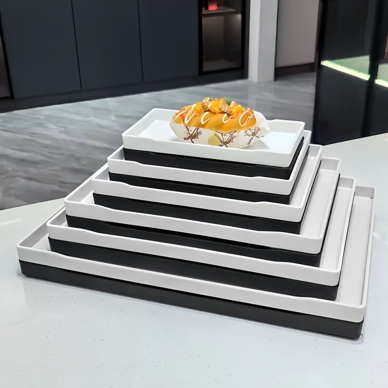 Large Black Plastic Tray Small Size Thickened Rectangular Storage Tray for Jewelry Bathroom Office Hotel Kitchen Fruit Snacks Microwave and Dishwasher Safe - Image 2