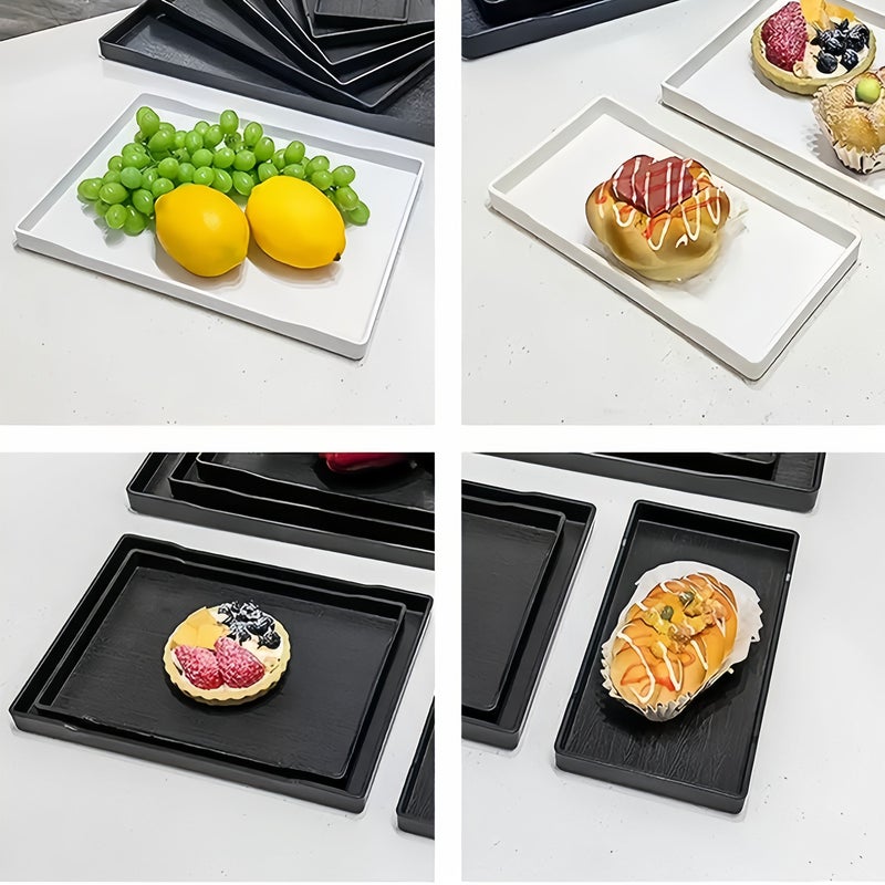 Large Black Plastic Tray Small Size Thickened Rectangular Storage Tray for Jewelry Bathroom Office Hotel Kitchen Fruit Snacks Microwave and Dishwasher Safe - Image 4