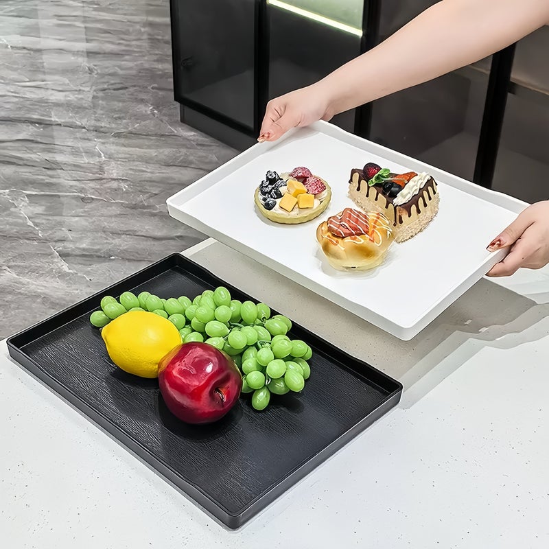 Large Black Plastic Tray Small Size Thickened Rectangular Storage Tray for Jewelry Bathroom Office Hotel Kitchen Fruit Snacks Microwave and Dishwasher Safe - Image 1