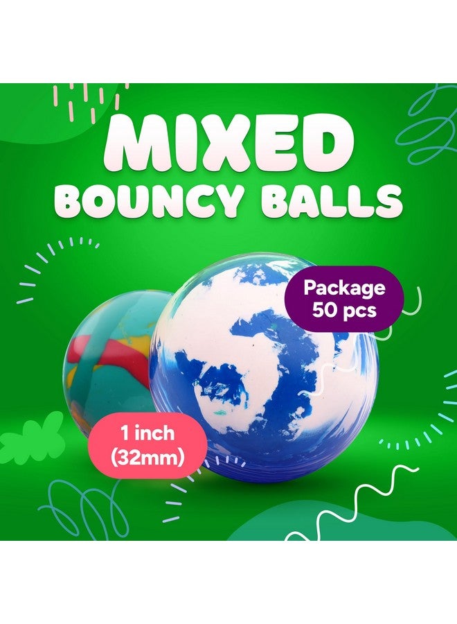 Entervending Bouncy Balls Assorted Bulk Toys Pack 50psc 1.26inch 32mm - Super Ball for Toddlers and Adults Party Favors Pinata Filler Goodie Bags Stuffers for Kids Treasure Box Toys for Classroom Carnival Prizes - Image 2