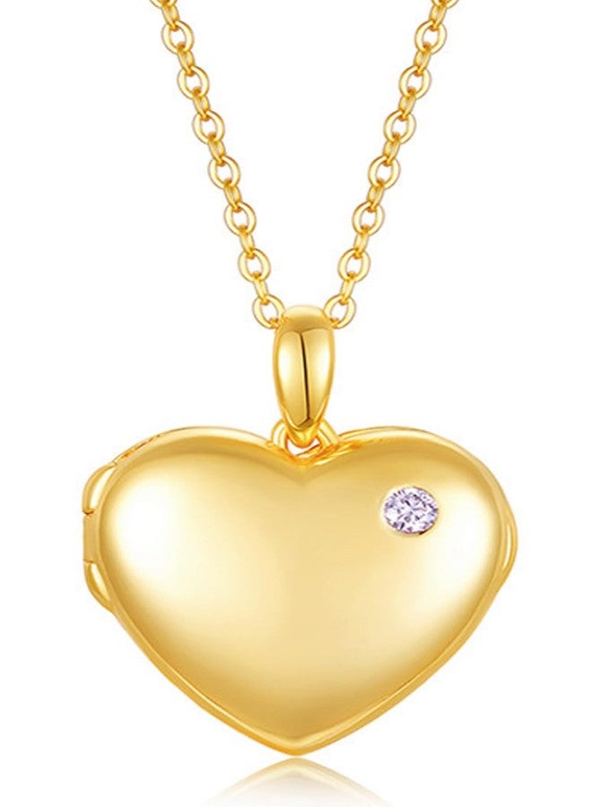 YOUFENG Love Heart Locket Platinum 14K Gold-Filled with Diamond-Accent Lockets that Hold Pictures Necklace for Women Gold - Image 1