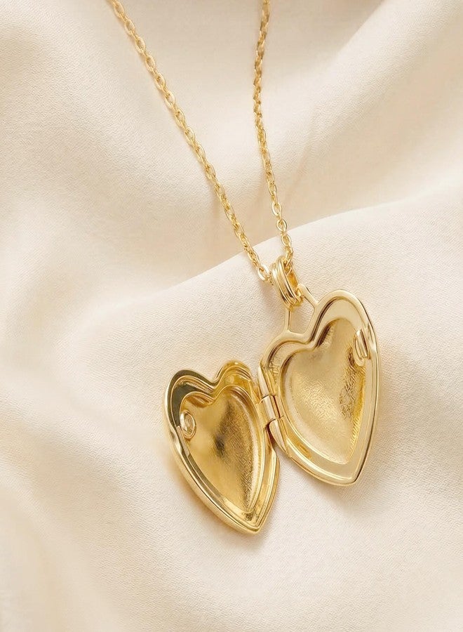 YOUFENG Love Heart Locket Platinum 14K Gold-Filled with Diamond-Accent Lockets that Hold Pictures Necklace for Women Gold - Image 3