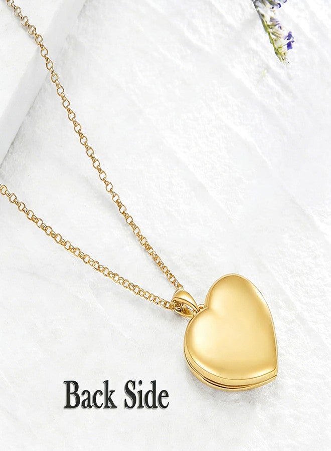 YOUFENG Love Heart Locket Platinum 14K Gold-Filled with Diamond-Accent Lockets that Hold Pictures Necklace for Women Gold - Image 4