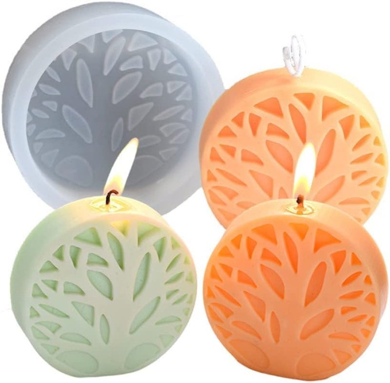 Skytail 3D Simple Tree of Life Candle Silicone Molds for Making Candle Resin Pillar Aromatherapy Gypsum Candles Wax Soap Flower Specimen Clay Craft Home Decor Epoxy Resin Mould - Image 1