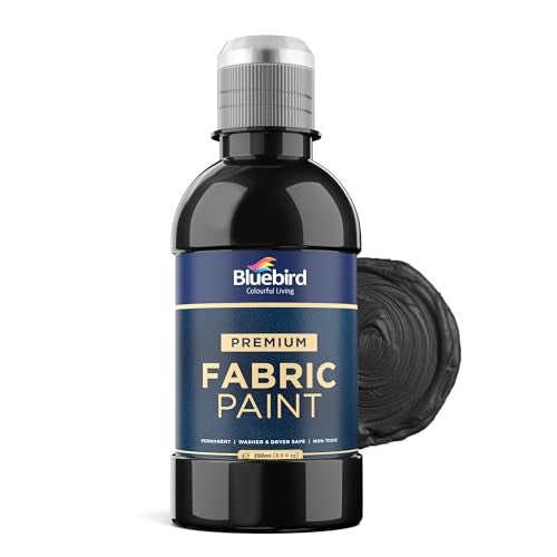 BLUEBIRD Fabric Paint, Lamp Black, 8.5 Fl Oz – Permanent Fabric Paint for Clothes, Costumes, DIY Crafts & Furniture Upholstery - Image 1