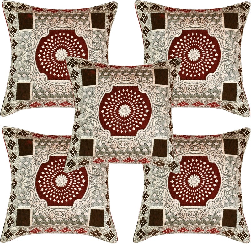 SAWNA HOMES Heavy 5 Seater Printed Sofa Cover Set 3,1,1 Seater with Diwan Bedsheet, 5 Cushion Covers, 2 Bolster Covers, Comfortable Furniture Protector for Home Décor (15 Pieces, Coffee Mehroon) - Image 5