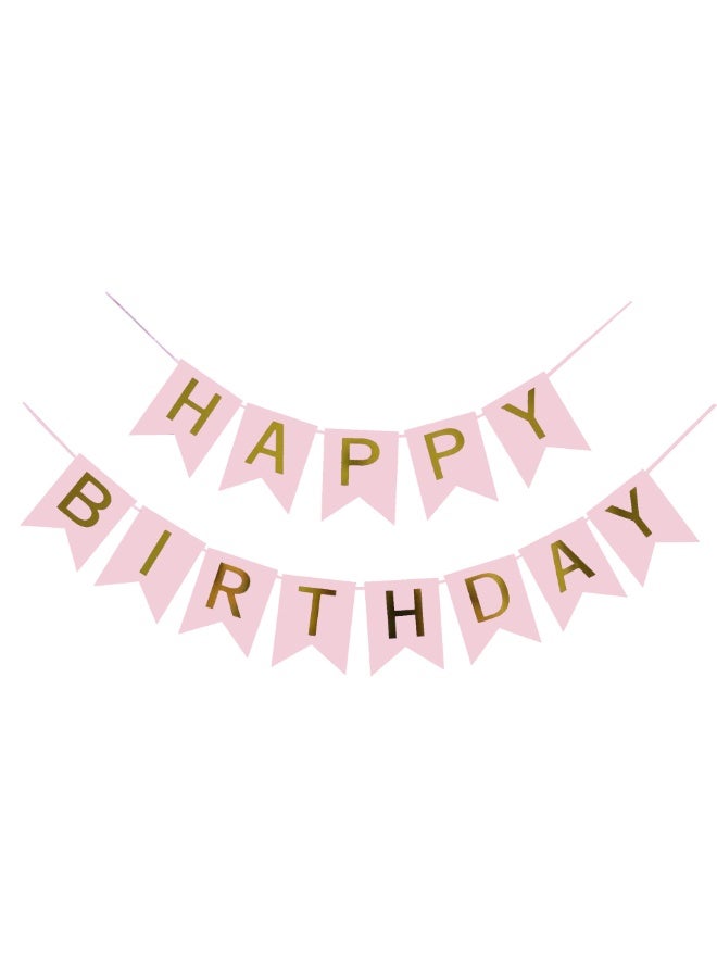 Pink Happy Birthday Balloon Decoration Set with Bow Foil Balloons, Butterfly Latex Balloons & Banner – Girls Birthday Party Decor - Image 2