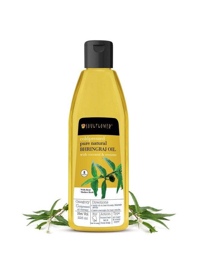 Soulflower - Coldpressed Bhringraj Oilpure & Natural; Hair Growth Strengthening & Nourishing Hair Roots Antidandruff Cooling Scalp; Coconut Sesame Mother Herb; 225Ml - Image 1