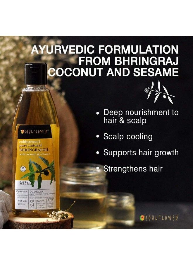 Soulflower - Coldpressed Bhringraj Oilpure & Natural; Hair Growth Strengthening & Nourishing Hair Roots Antidandruff Cooling Scalp; Coconut Sesame Mother Herb; 225Ml - Image 1