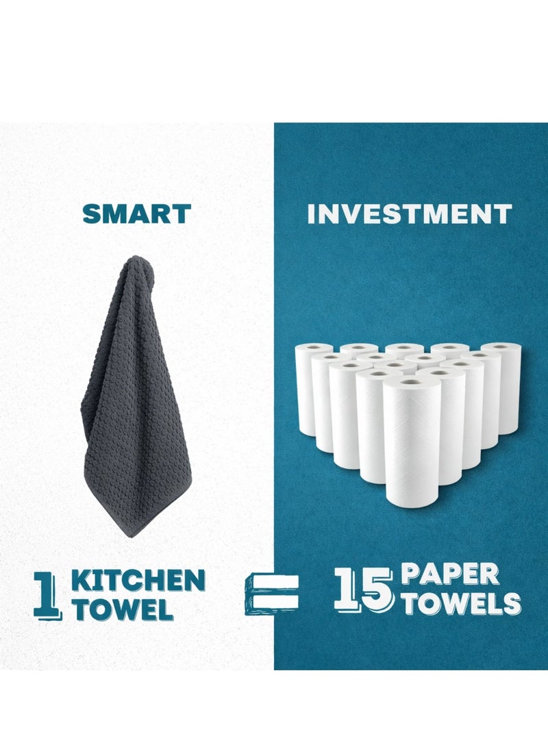 سورتيفي مناديل مطبخ وافل قطن طقم 4 قطع – فائقة الامتصاص لتجفيف الصحون بسرعة، مناشف شاي 100% قطن للتنظيف اليومي، ألوان عصرية متعددة، حجم 30×30 سم - Image 2