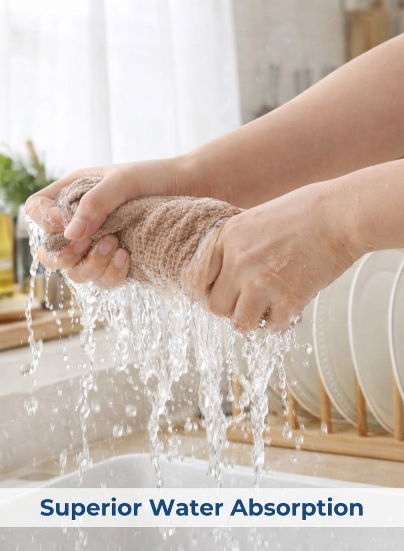 سورتيفي مناديل مطبخ وافل قطن طقم 4 قطع – فائقة الامتصاص لتجفيف الصحون بسرعة، مناشف شاي 100% قطن للتنظيف اليومي، ألوان عصرية متعددة، حجم 30×30 سم - Image 4