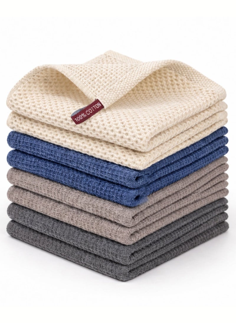 سورتيفي مناديل مطبخ وافل قطن طقم 4 قطع – فائقة الامتصاص لتجفيف الصحون بسرعة، مناشف شاي 100% قطن للتنظيف اليومي، ألوان عصرية متعددة، حجم 30×30 سم - Image 1