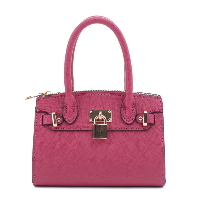 EVVE Women's Evening Bag Party Clutches Mini Satchel Purses Cocktail Prom Handbags with Chain and Lock |MAGENTA - Image 1