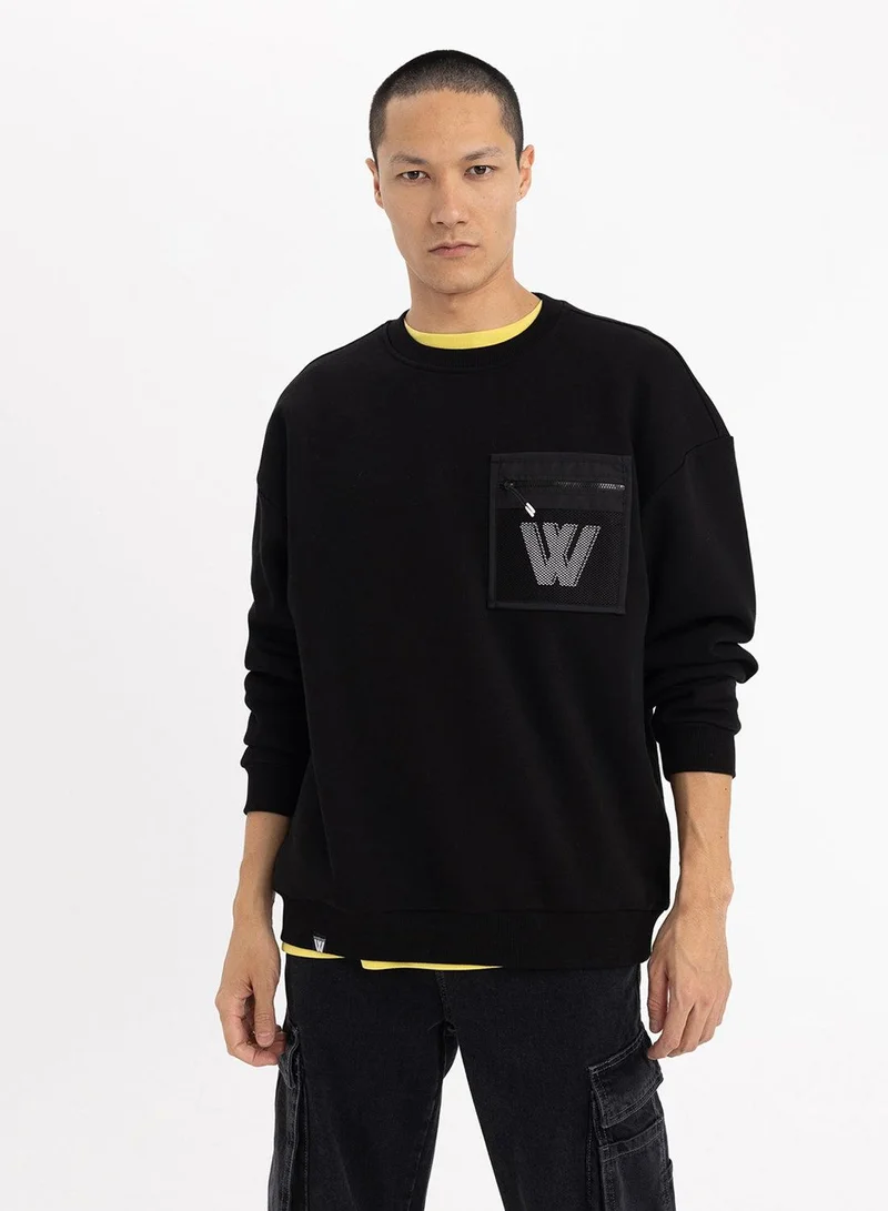 DeFacto Oversized Fit Crew Neck Printed Sweatshirt