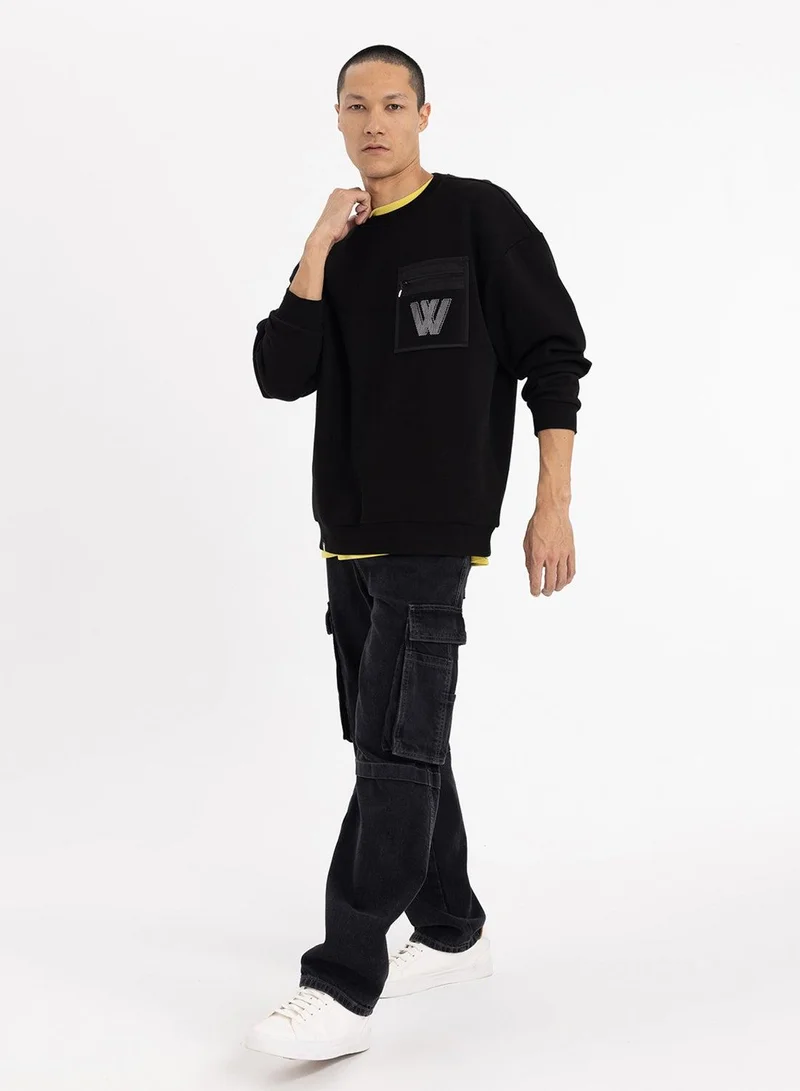 DeFacto Oversized Fit Crew Neck Printed Sweatshirt