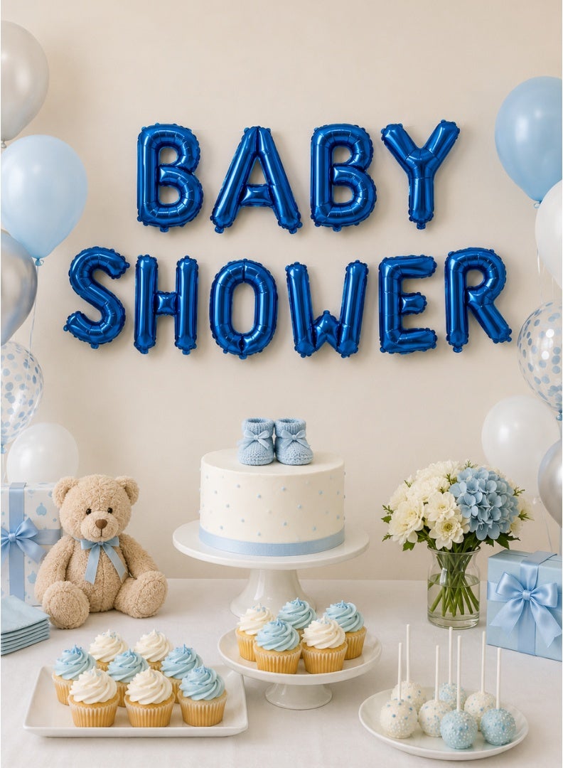 ITALO Baby Shower Foil Letter Balloon Banner Set for Baby Shower Party Decoration | Blue - Image 1