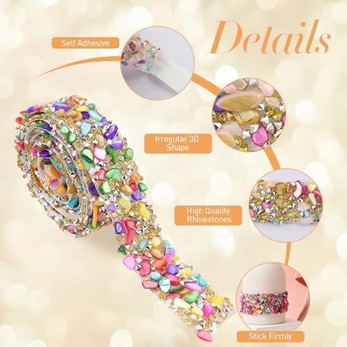 MAYCREATE® 4 Rolls Self Adhesive Rhinestone Ribbon, Diamond Crystal Tape 0.78 inches Bling Crystal Rhinestone Ribbon for DIY Crafts Wedding Parties and Holiday Decorations - Image 4