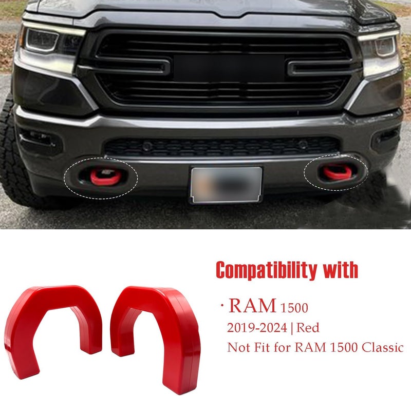 أغطية خطافات السحب لسيارة Ram 1500 2019-2024، غطاء المقدمة 2 قطعة خطافات سحب مخصصة للسيارة متوافقة مع ملحقات Dodge Ram 1500 2019-2024 (غير مناسبة لـ Ram 1500 Classic, Warlock, Ram 2500, Ram 3500) - Image 2