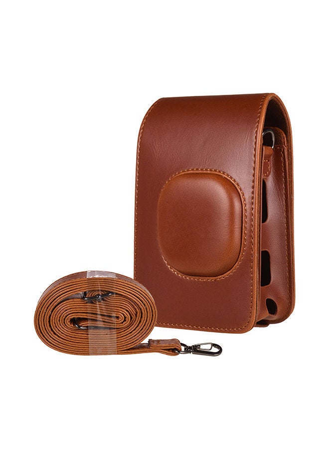 NIBEMINENT Compact Size PU Leather With Shoulder Strap Camera Case Bag Brown  - Image 1