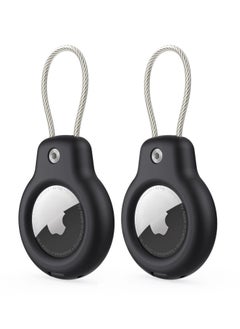 Anmi Compatible with Apple AirTag Secure Holder with Wire Cable, 2 Pack Air Tag Lock Case Keychain Key Ring Key Chain Luggage tag for Keys, Luggage More Men Women's Keyrings  - Image 1