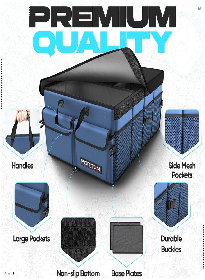FORTEM Boot Organiser, Collapsible Multi-Compartment Storage, Car Accessories, Tidy With Non-Slip Bottom, Adjustable Securing Straps (Blue) - Image 2