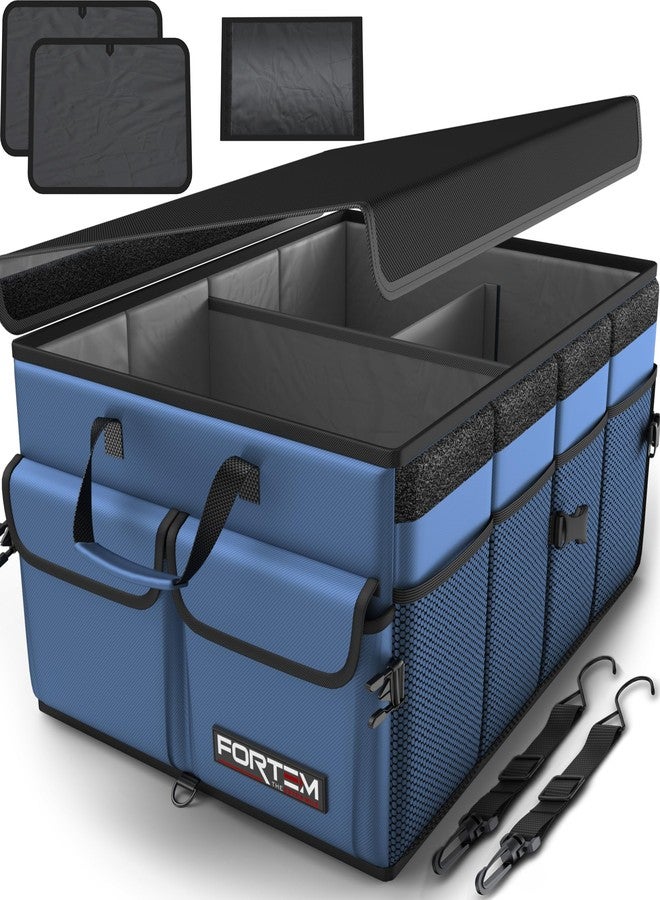 FORTEM Boot Organiser, Collapsible Multi-Compartment Storage, Car Accessories, Tidy With Non-Slip Bottom, Adjustable Securing Straps (Blue) - Image 1