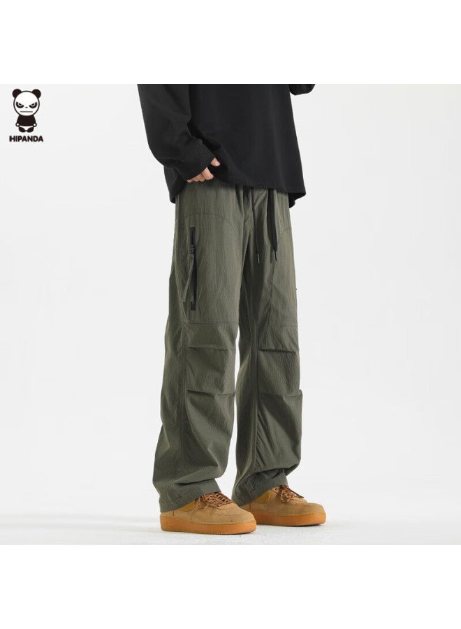 Hipanda o Panda Men's Workwear Pants Autumn Trendy Functional Men's Outdoor Casual Pants Black L - Image 2