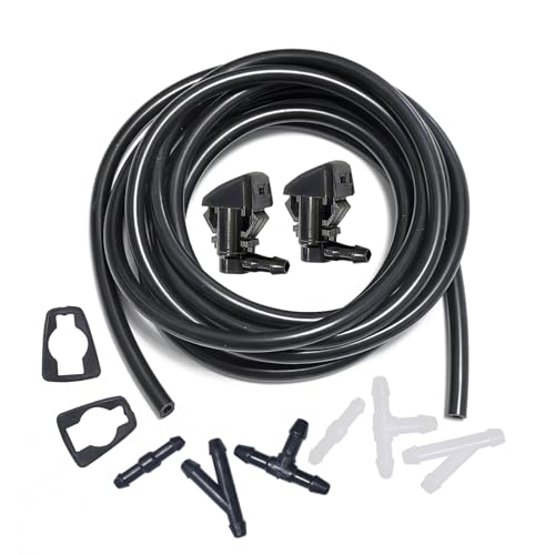 YIENAKFUN 7T4Z17603A Front Windshield Washer Nozzles Kit for 0811 Ford Focus 0711 Ford Edge 0710 Lincoln MKX Replaces 8S4Z17603AA8S4Z17603AA Wiper Spray Washer Jet with 3M Fluid Hose 6 Connectors - Image 1