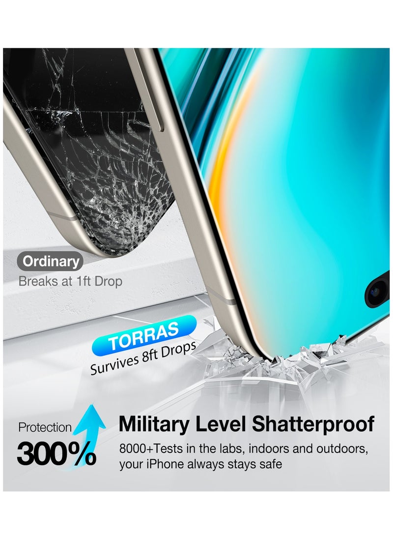 TORRAS - Mil-Grade Shatterproof for iPhone 16 Pro Privacy Screen Protector [9H＋Unbreakable from 12FT Drop, Anti Spy Edge to Edge Tempered Glass] Bubble Free Just-One-Pull Installation - Image 1