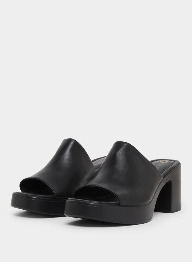 Styli Black Chunky Heeled Platform Mule - Image 2