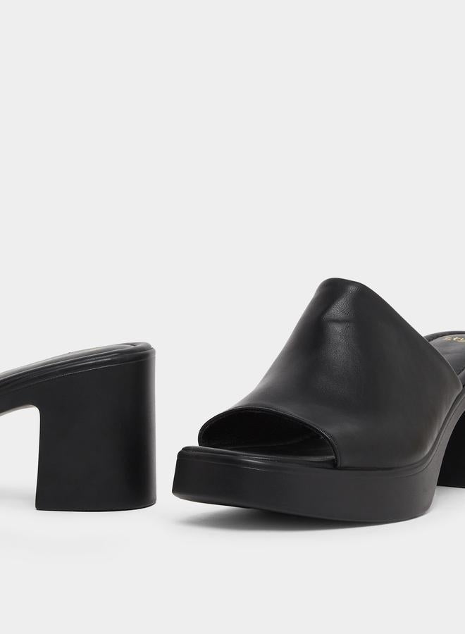 Styli Black Chunky Heeled Platform Mule - Image 3