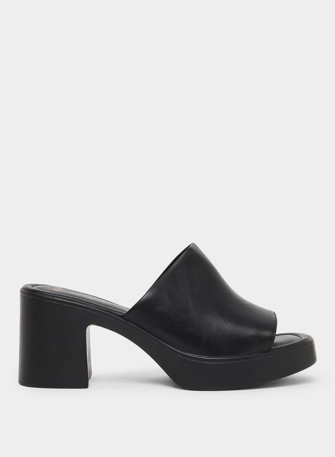 Styli Black Chunky Heeled Platform Mule - Image 1
