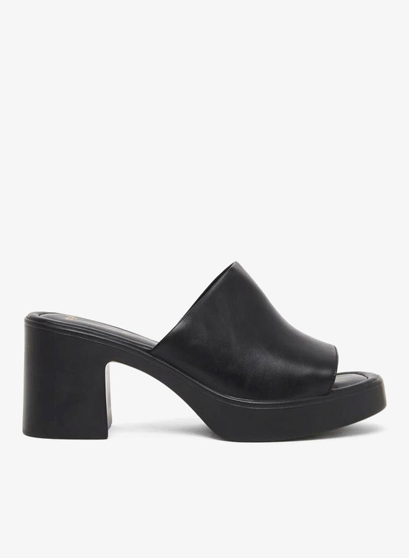 Styli Black Chunky Heeled Platform Mule - Image 1