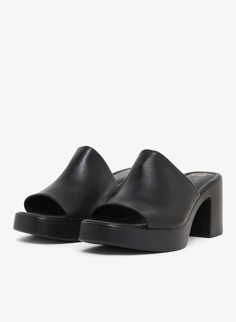 Styli Black Chunky Heeled Platform Mule - Image 2