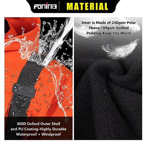 FONIRRA High Visibility Safety Jackets for Men with Fleece Liner,ANSI Class 3 Reflective Waterproof Bomber Jacket(Orange,S) - Image 4
