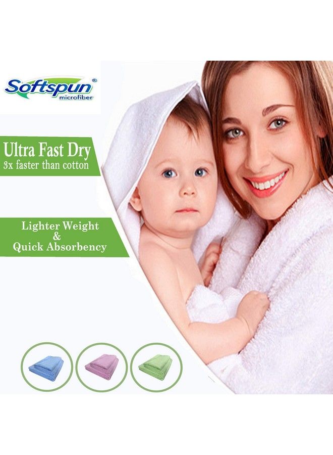 SOFTSPUN منشفة شعر يد ووجه للأطفال من الألياف الدقيقة 1 قطعة 40X60 سم 340 جرام (أخضر). ناعمة للغاية ومريحة سريعة الجفاف فائقة الامتصاص بحجم كبير. - Image 5
