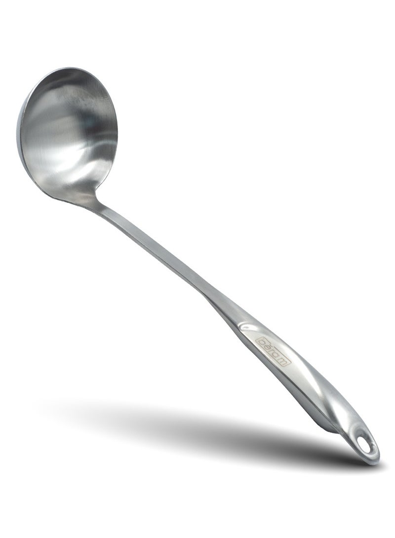 بيرام مغرفة شوربة من الفولاذ المقاوم للصدأ 304، تشطيب مطفي، ملعقة شوربة، أداة مطبخ، أواني طهي، ملعقة تقديم، آمنة للطعام، غير قابلة للتشوه، مدمجة وخفيفة الوزن، تصميم أنيق - Image 1