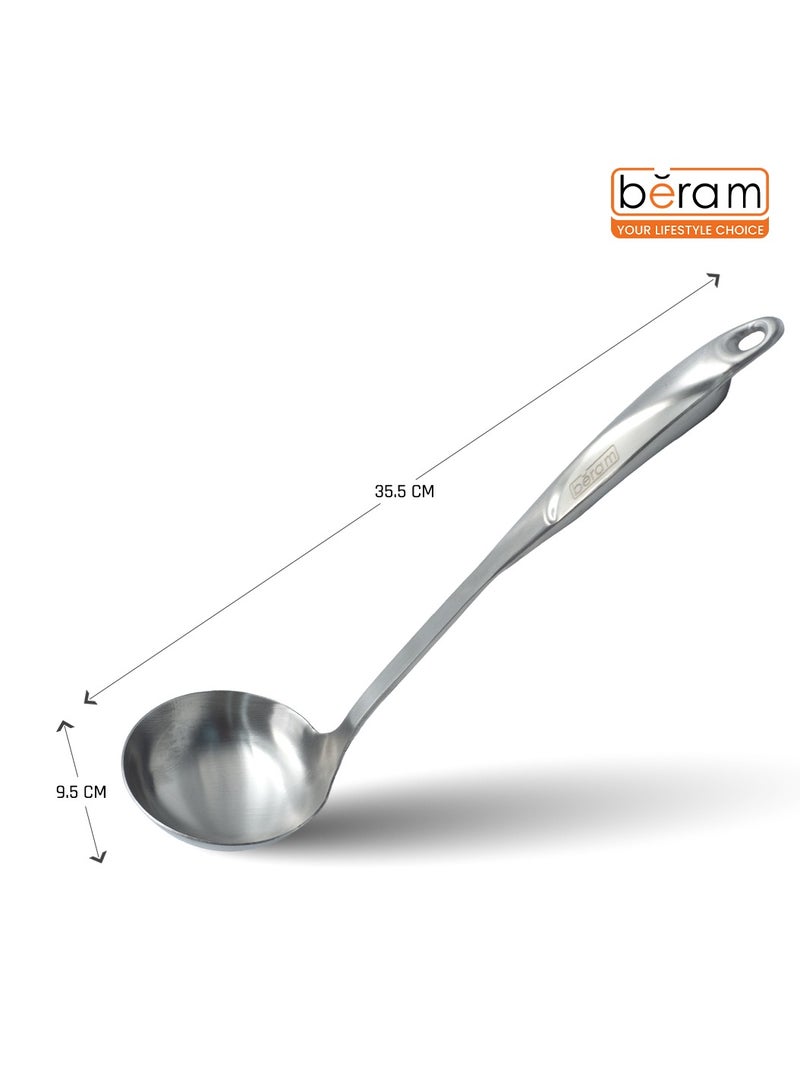 بيرام مغرفة شوربة من الفولاذ المقاوم للصدأ 304، تشطيب مطفي، ملعقة شوربة، أداة مطبخ، أواني طهي، ملعقة تقديم، آمنة للطعام، غير قابلة للتشوه، مدمجة وخفيفة الوزن، تصميم أنيق - Image 5