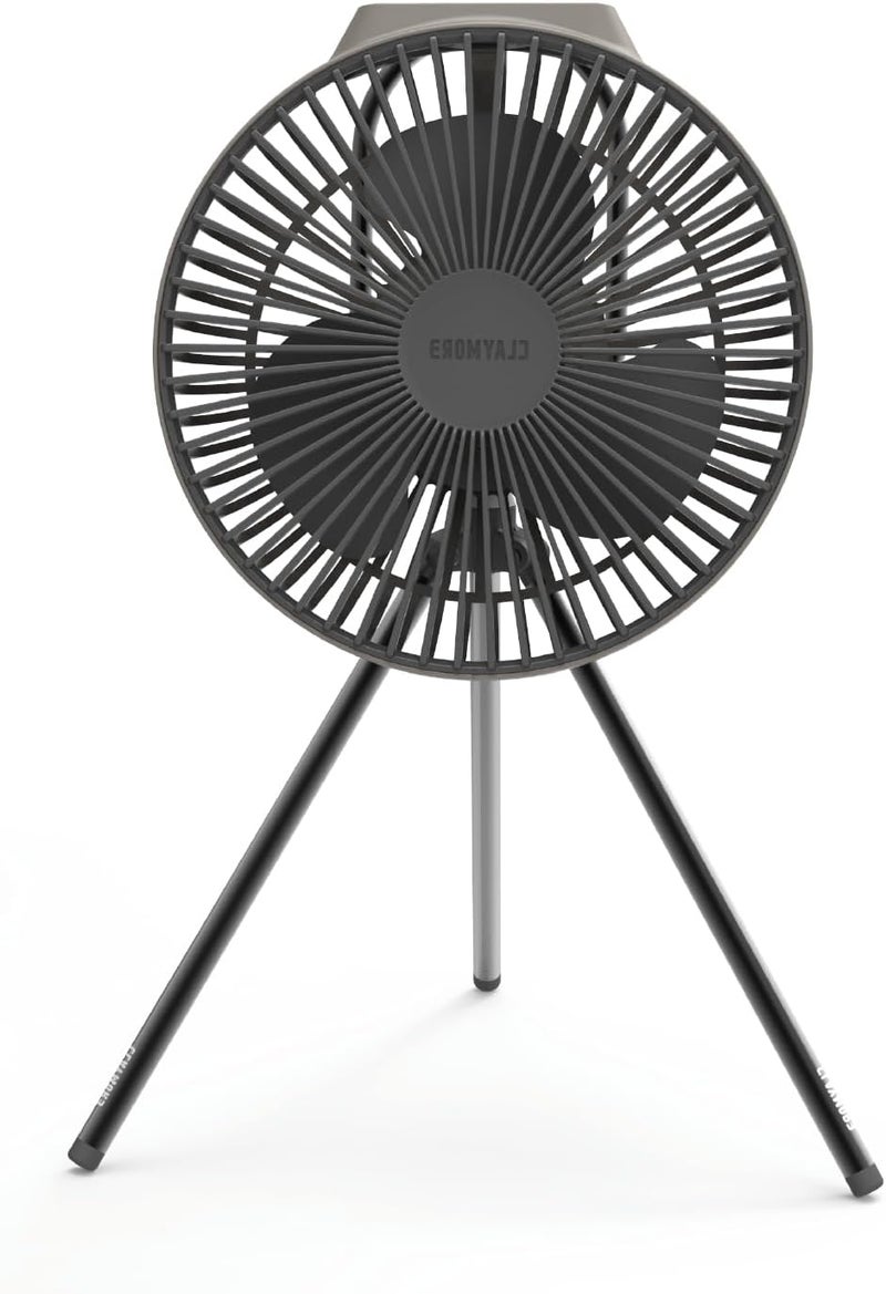 Claymore V600+ Warm Gray Rechargeable Portable Fan – 7,800mAh Battery, 4-Speed BLDC Ultra-Quiet Air Circulator USB-C Charging 32 Hrs Runtime Tripod Mountable Adjustable for Camping, Indoor, Outdoor - Image 1