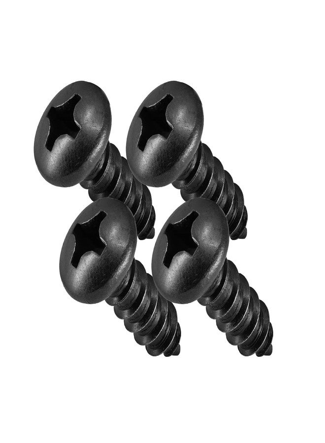 Makers Bolt Black License Plate Screws, Black Head Stainless Steel Screws with Pan Head, Black Oxidized Finish (Pack of 4) - Image 1