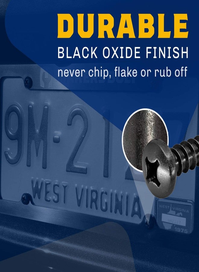 Makers Bolt Black License Plate Screws, Black Head Stainless Steel Screws with Pan Head, Black Oxidized Finish (Pack of 4) - Image 4