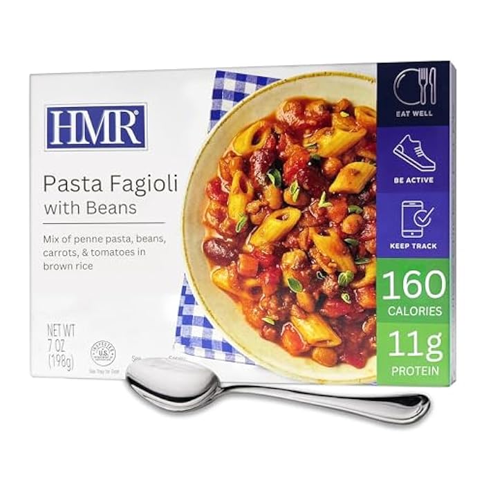 HMR Pasta Fagioli Entrée | Pre-packaged Lunch or Dinner to Support Weight Loss | Ready to Eat | Vegetarian | 11g of Protein | Low Calorie Food | 8oz Serving per Meal