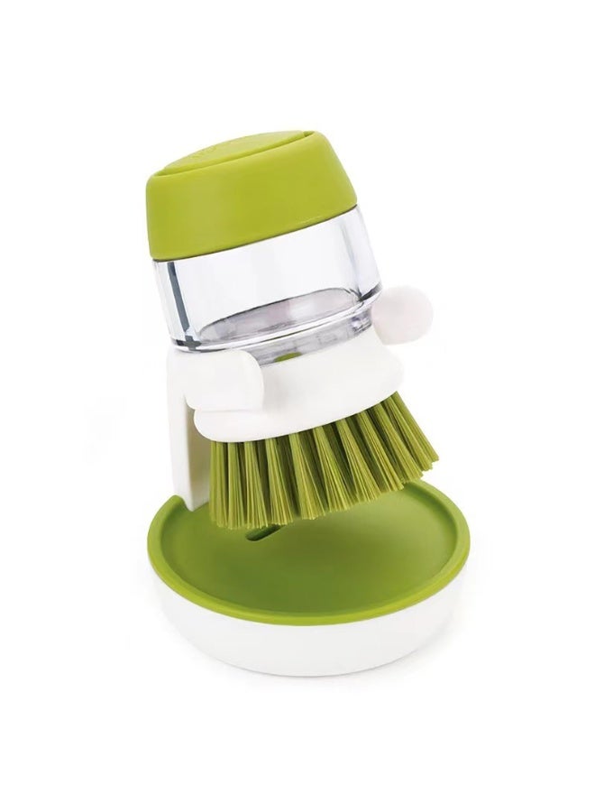 Palm Scrub Brush Soap Dispenser Green /Clear 8.8x9.5x13.5centimeter - Image 1