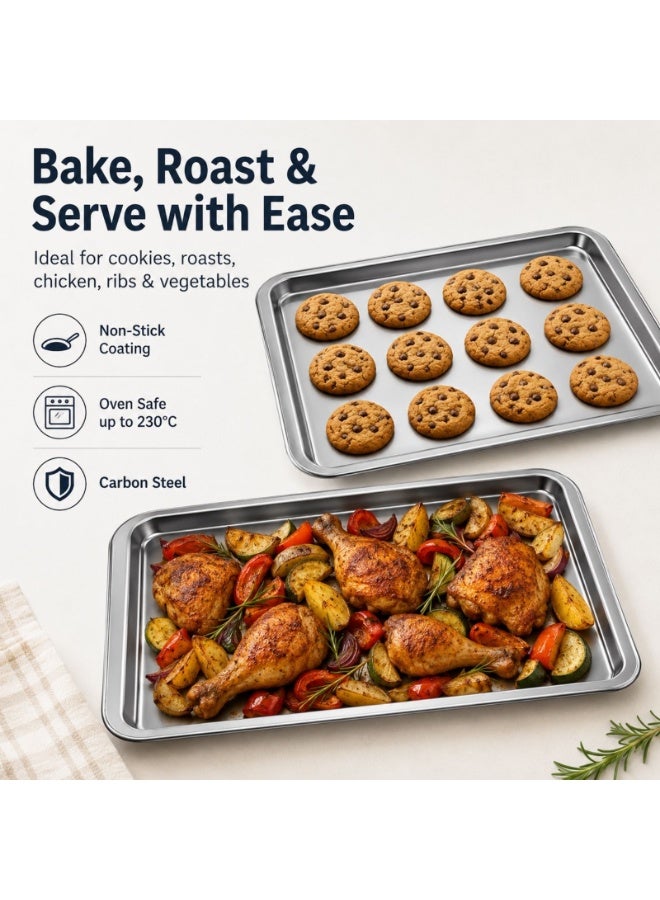 Blackstone Non Stick Cookie Sheet Baking Pan Tray, Rectangle (SET OF 2) - Image 2