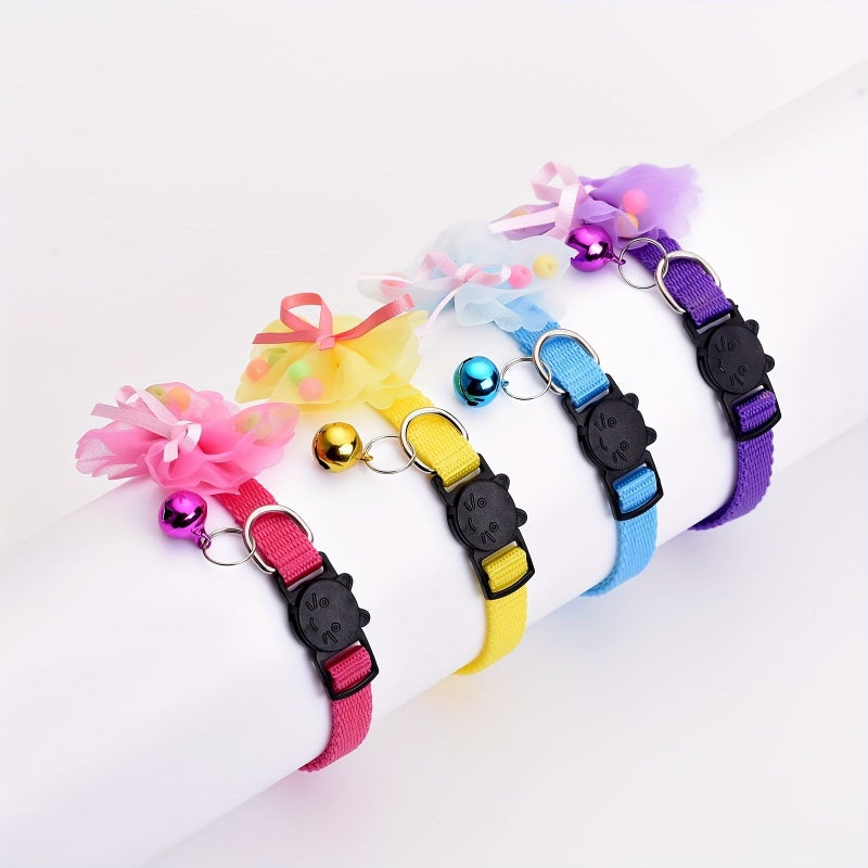 Sky Blue Cute Cat Collars with Bells Adjustable Nylon for Gift Boys Girls - Image 2