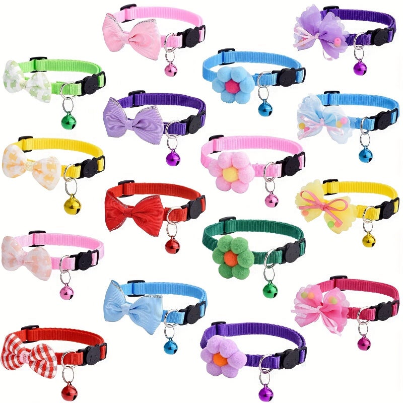 Sky Blue Cute Cat Collars with Bells Adjustable Nylon for Gift Boys Girls - Image 1